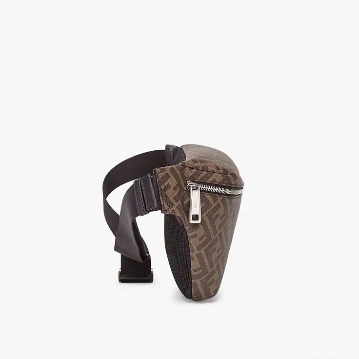 Cheap Motif Fabric Bag In Belt Fendi FF Brown Coffee 0419